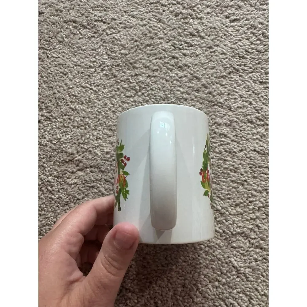 Merry Christmas Greenery Wreath Berries Coffee Mug Tea Cup Glass Dishwasher Safe